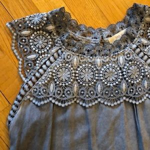 Lace detail cap sleeve top